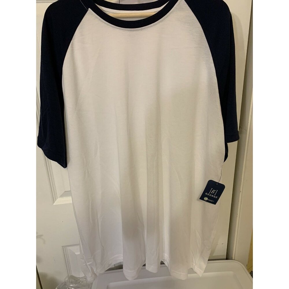 George Men's Sz 3XL‎ White Black Raglan T-Shirt